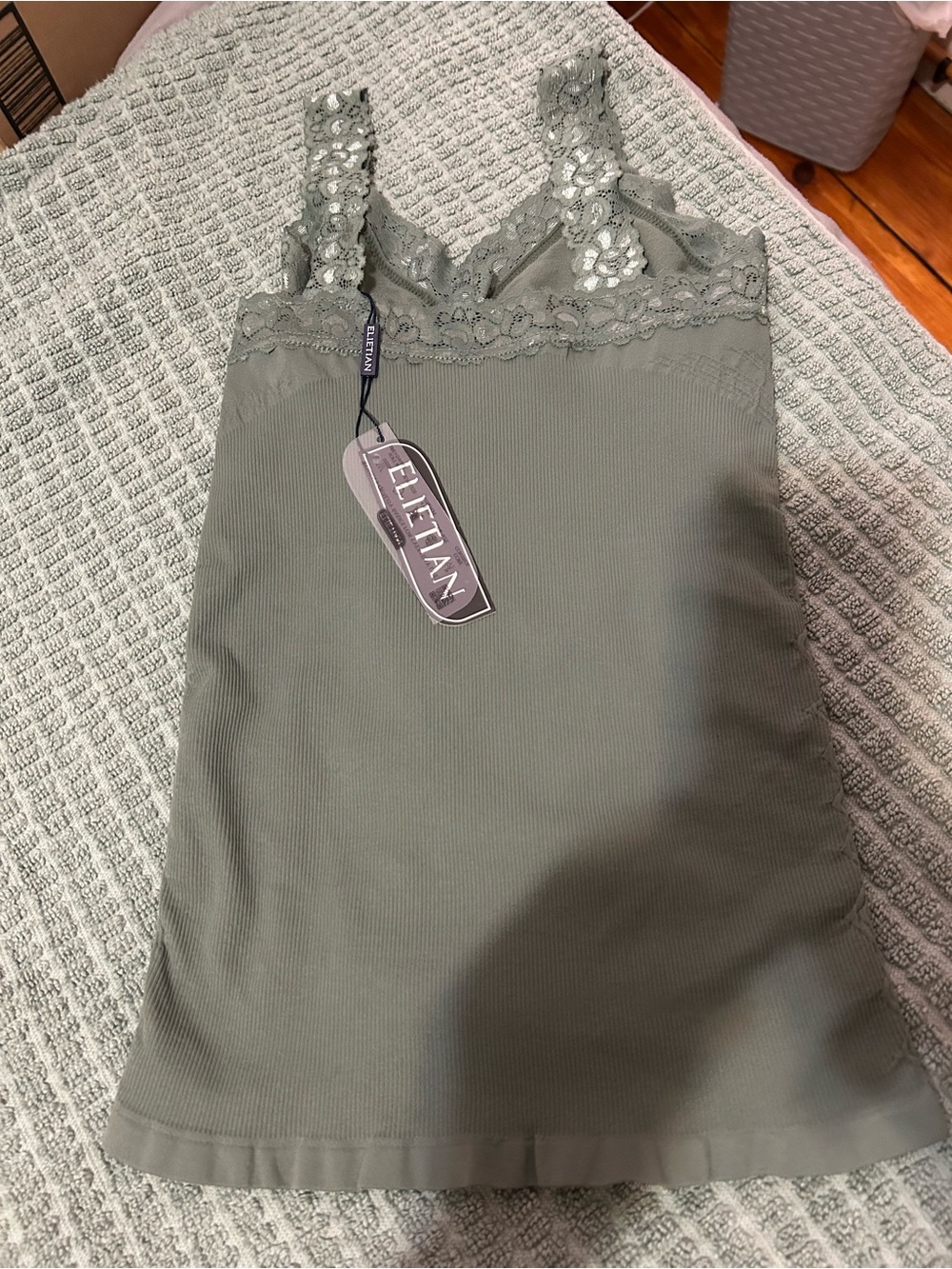 Olive Lace Trim Camisole Slip
